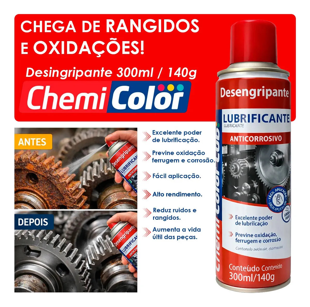 Kit 12 Super Desengripante Óleo Spray Lubrificante 300 Ml