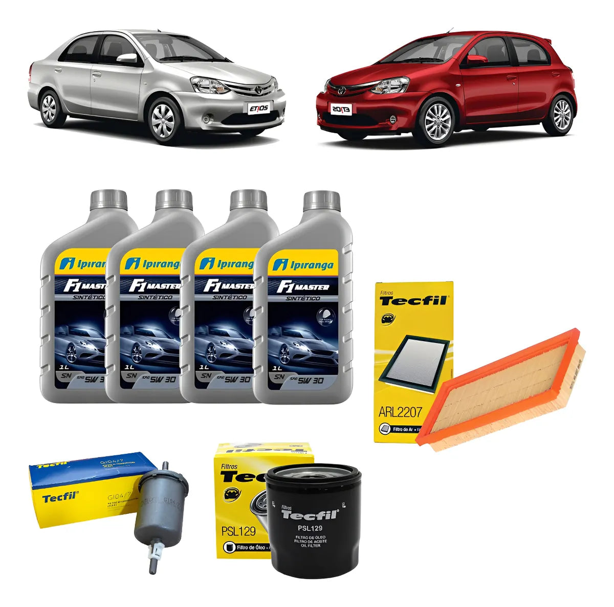Kit Troca Oleo Filtros Toyota Etios 1.3 1.5 5w30 Ipiranga