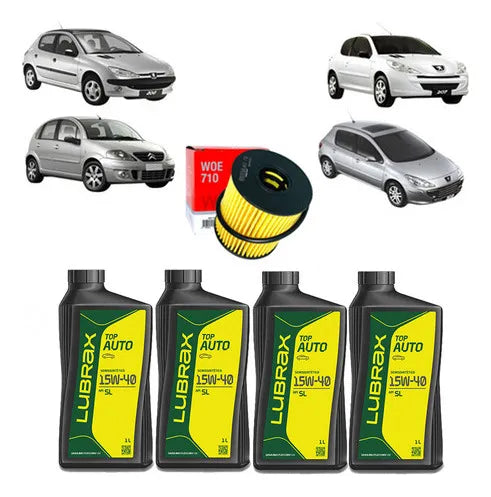 Kit Troca Óleo Lubrax Peugeot 206 207 307 1.4 1.6 16v