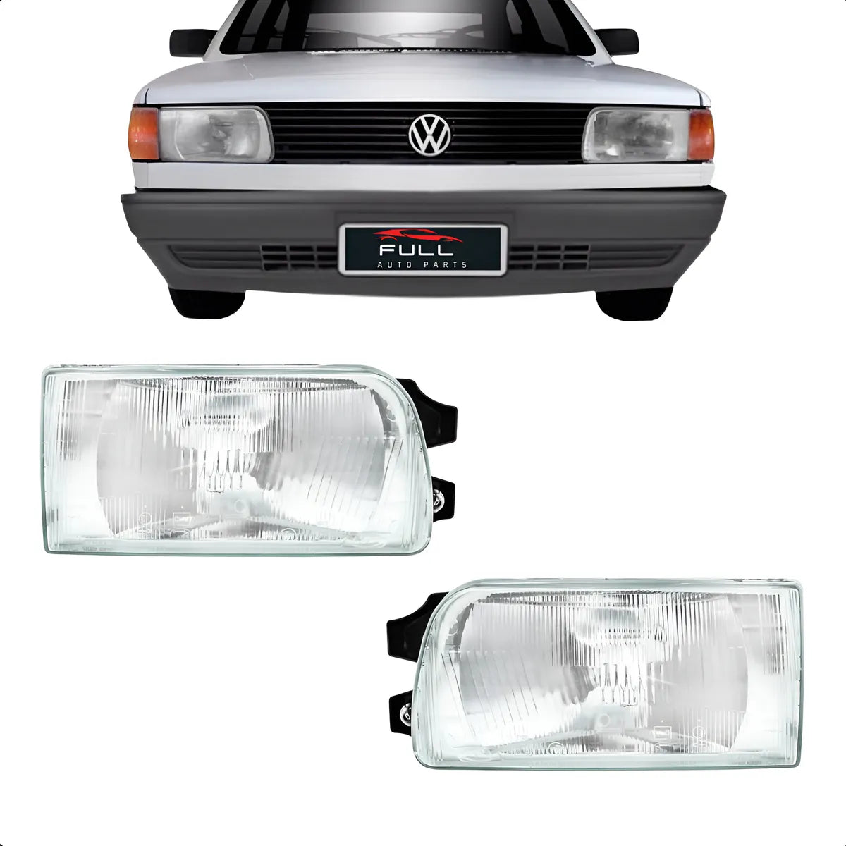 Par Farol Gol Saveiro G1 Quadrado 1991 A 1995 Lente Vidro